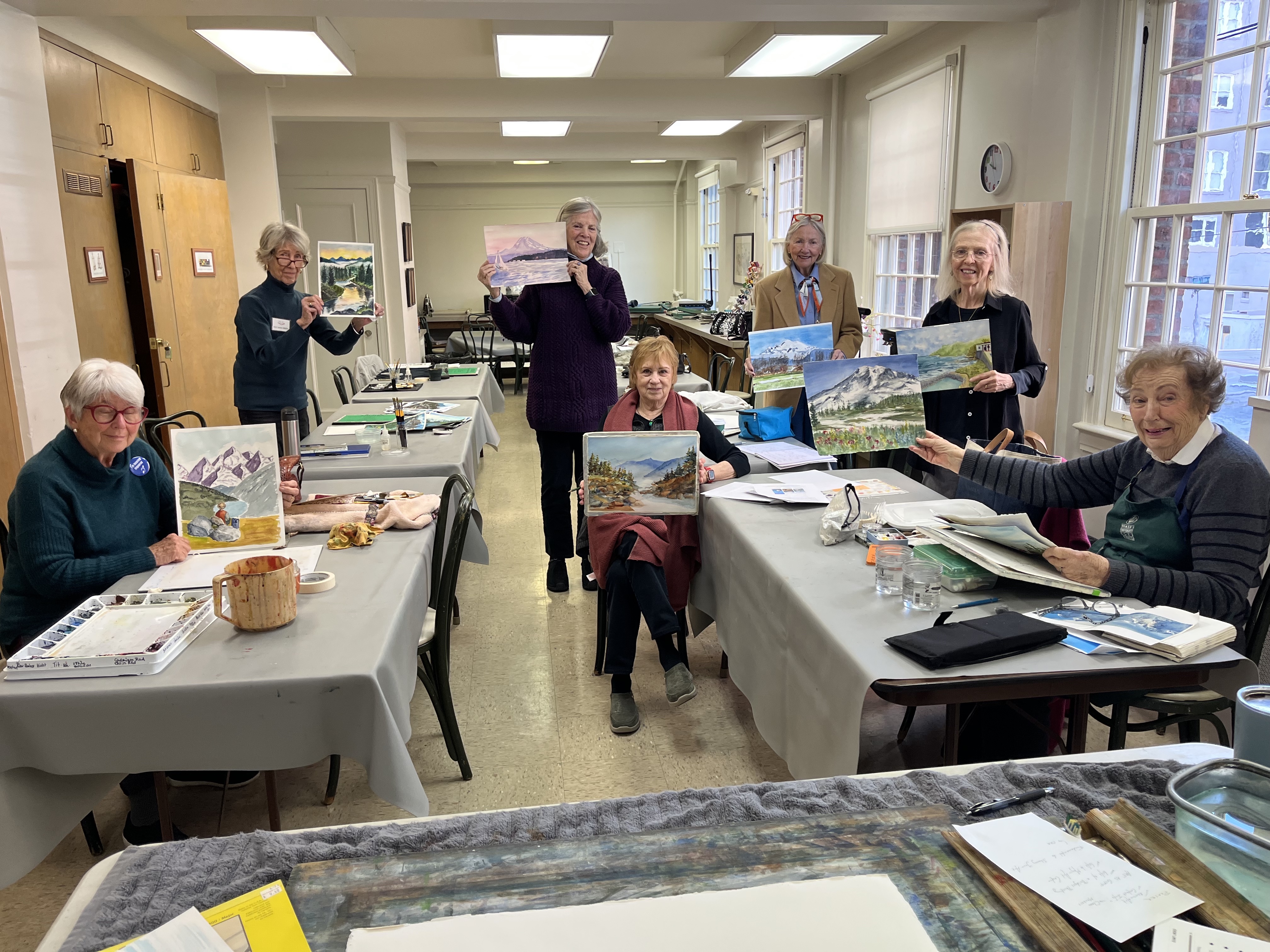 University Women’s Watercolor Class Participating in the Studio Tour at Sunnyshore Studio